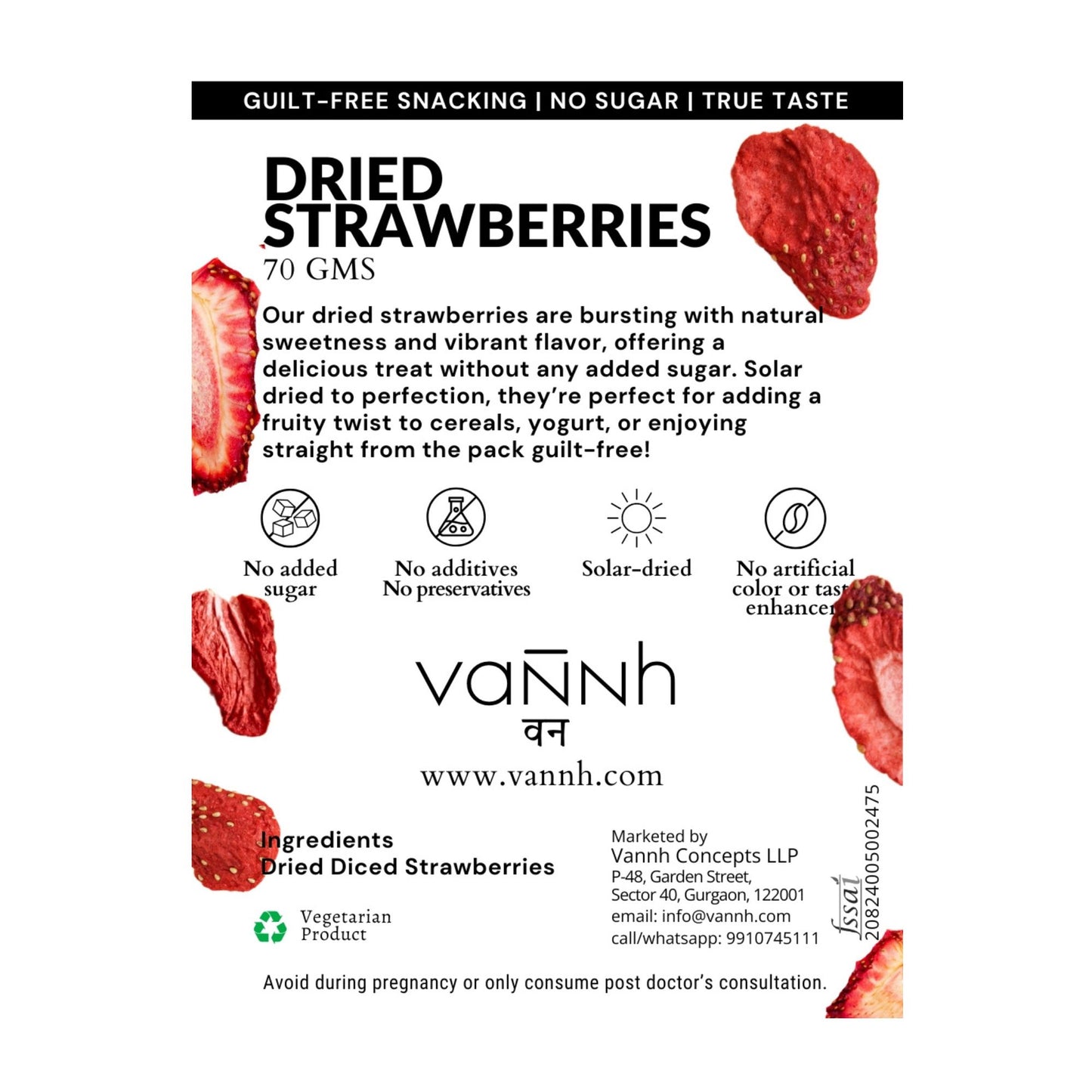 Solar Dried Strawberry Fruit – Antioxidant-rich guilt-free Snack| 70 g