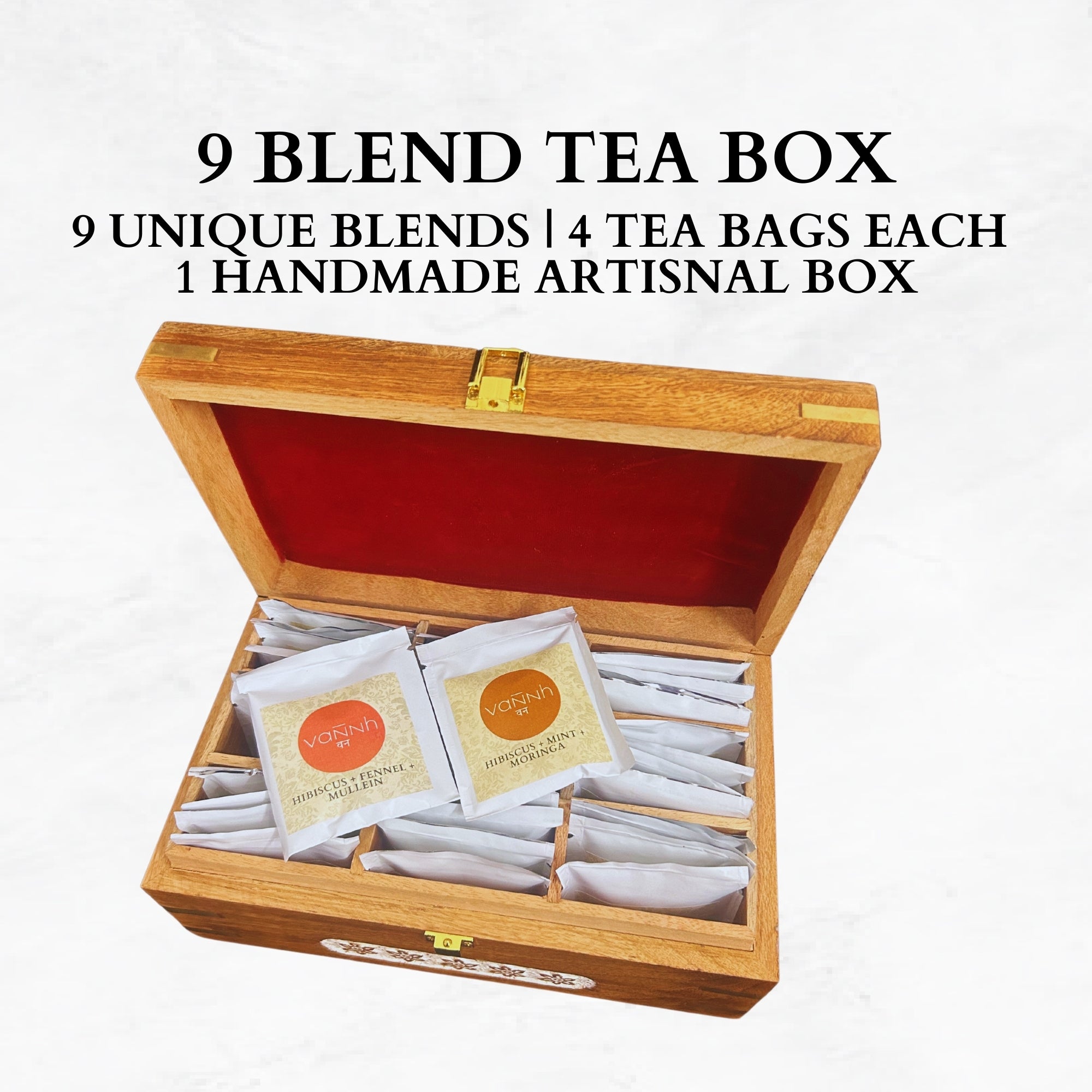 Wood Tea Box - Our Classic Vintage Design-Heirloom Quality-Store and Serve Your Favorite Teas in Style! - Great selling Kitchen or Housewarming Gift